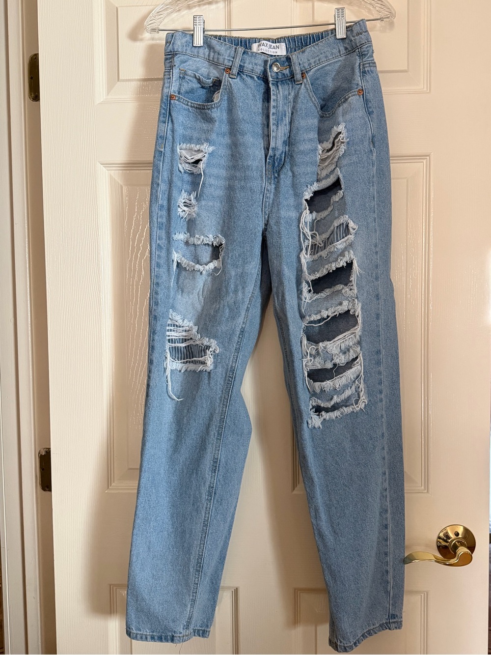 High-Rise Light Blue Distressed Women’s Jeans